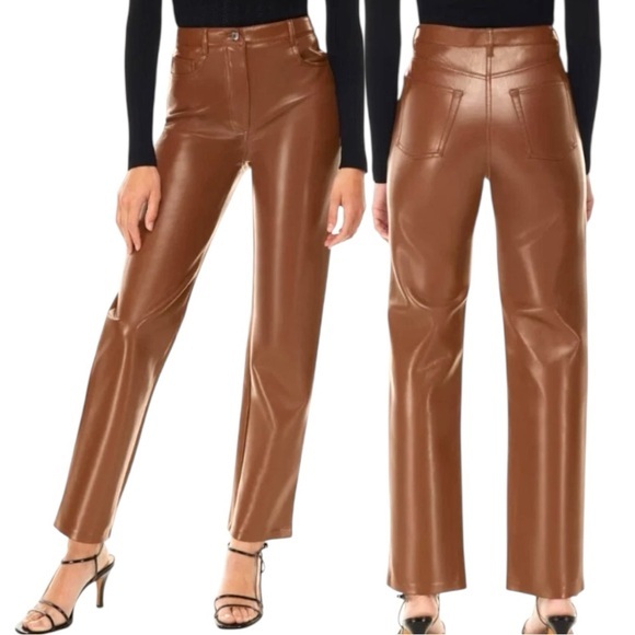 Aritzia Wilfred The Melina Vegan Leather Pants in Cognac/Tawny - Picture 1 of 13